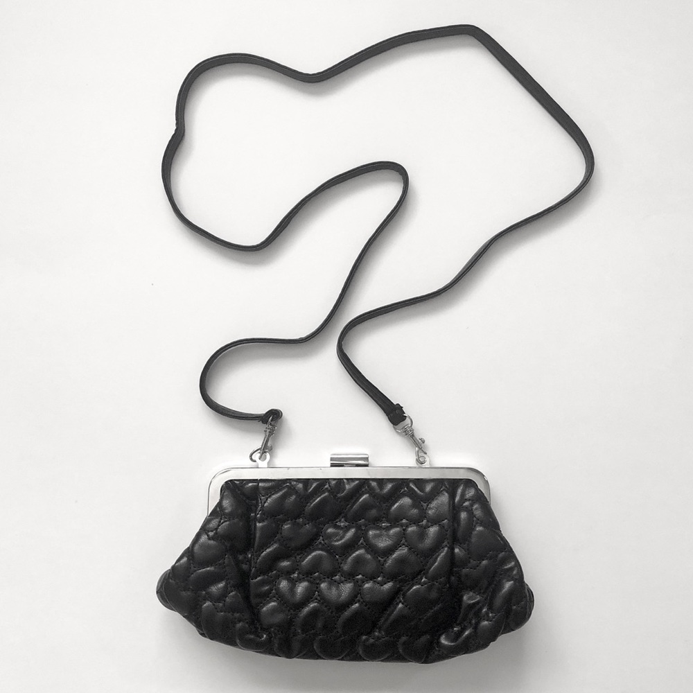 Topshop Vegan Leather Black Hearts Crossbody Bag View 2